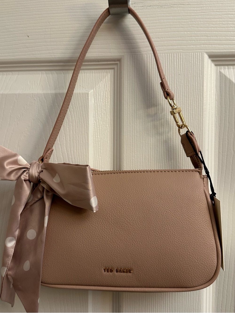 Ted Baker Dusty Pink Mini Shoulder Bag with Polka Dot Scarf
